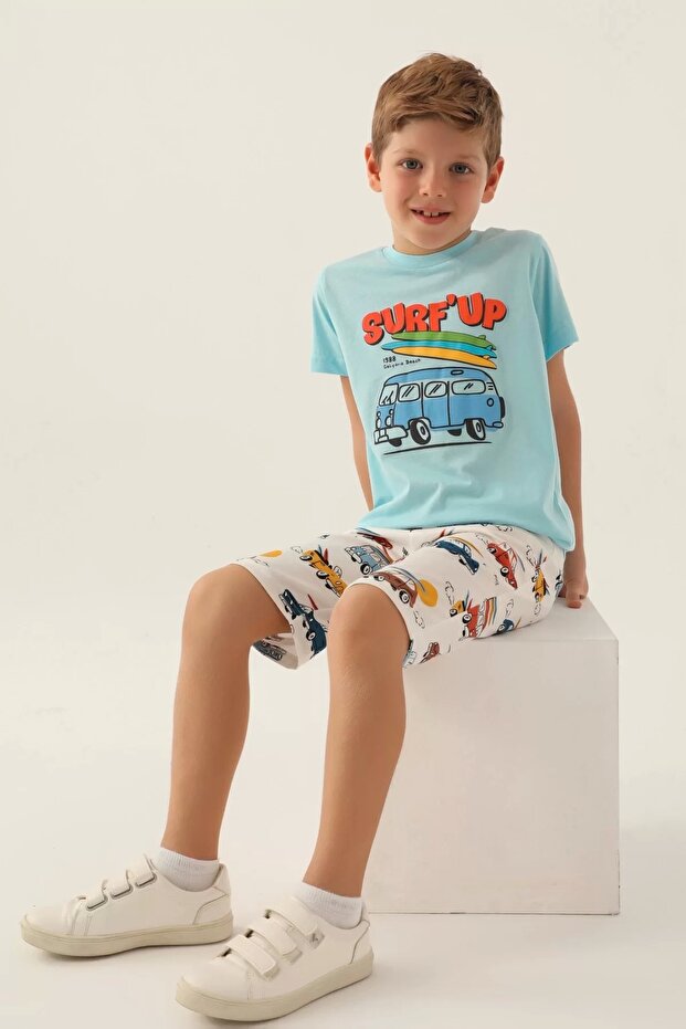 بدلة برمودا للأولاد - أزرق فاتح - 2