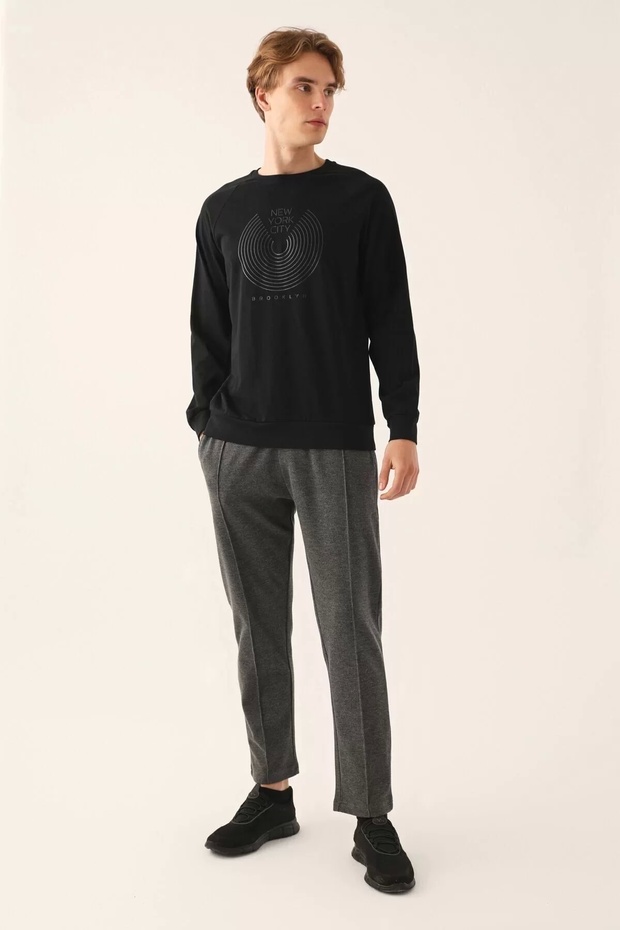 بدلة رجالية مزدوجة - أسود - 1