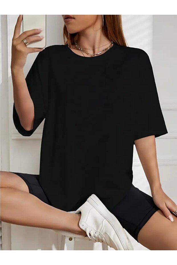 تيشيرت برقبة دائرية مقاس كبير للجنسين - 1