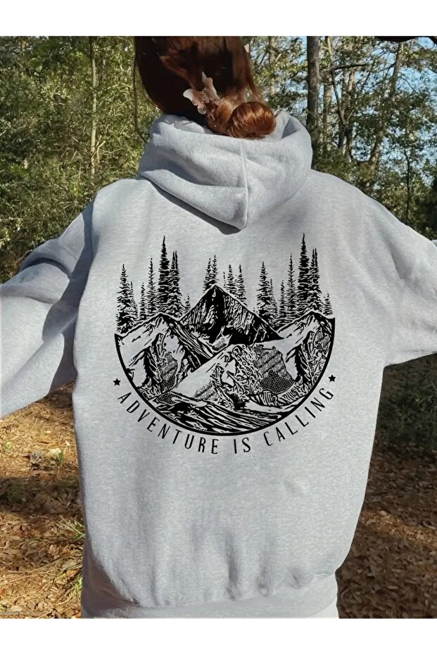 Adventure Is Caling Printed Oversize Sweatshirt