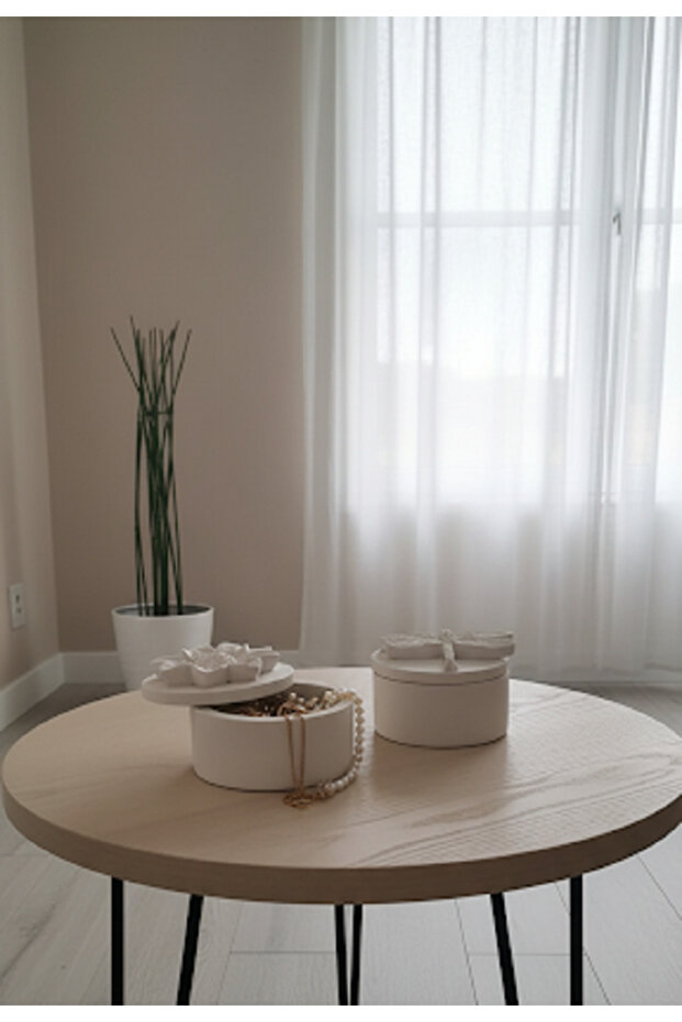 Dekoratif Takı ve Mücevher Kutusu, Yuvarlak Saklama Kutusu El Yapımı Modern Minimalist - 4