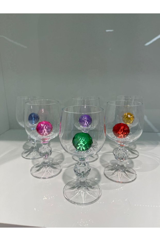 P&Ora 6-Piece Coffee Set with Colorful Crystal Stone, 150 Cc