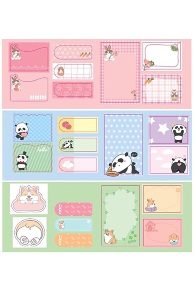 Adhesive Note Paper Set with Animal Pattern - 2 Pieces