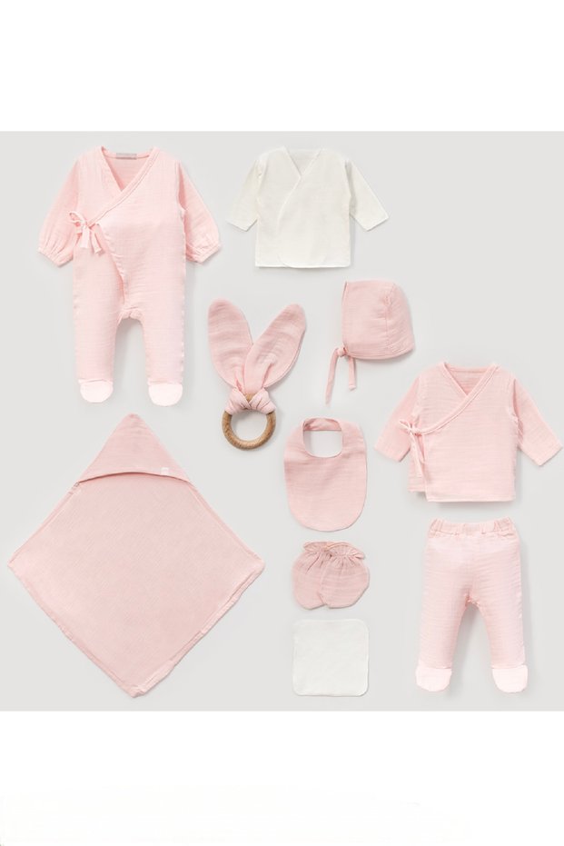Unisex Muslin Newborn 10 Piece Hospital Discharge Bodysuit Set Baby Outfit