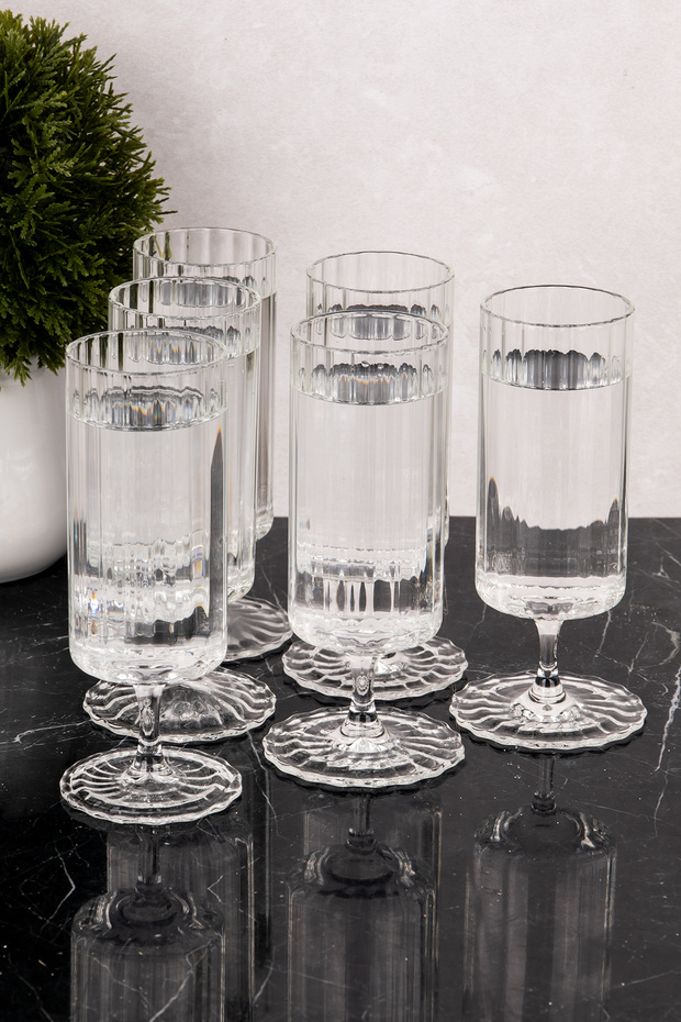 6 Adet Modern Cam Kahve Yanı Su Bardağı Bardak 120 ml - 5