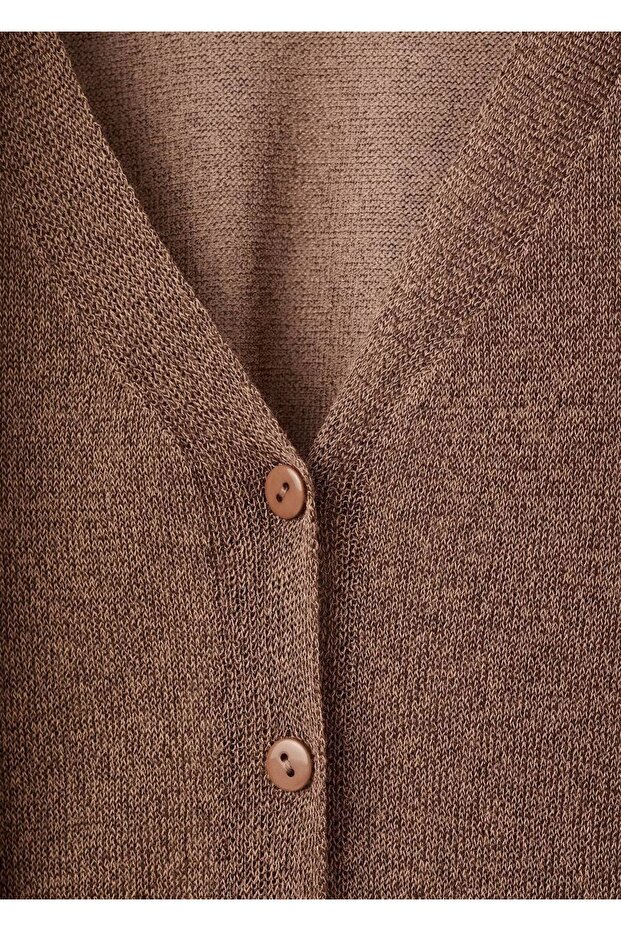 İnce triko fularlı hırka - 5