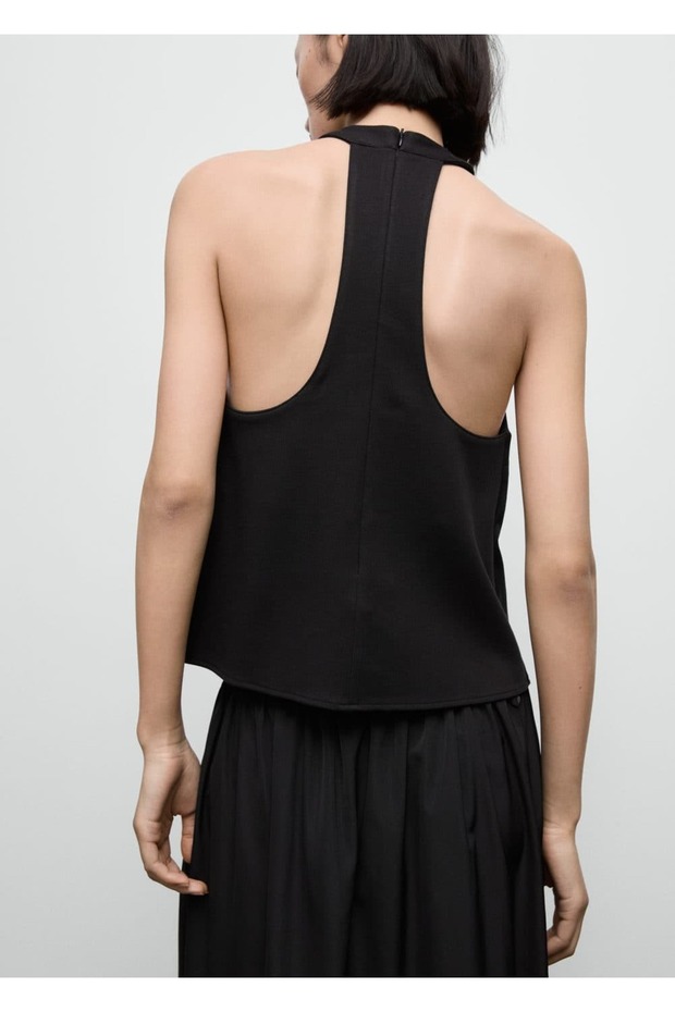 Sırt dekolteli halter bluz - 4