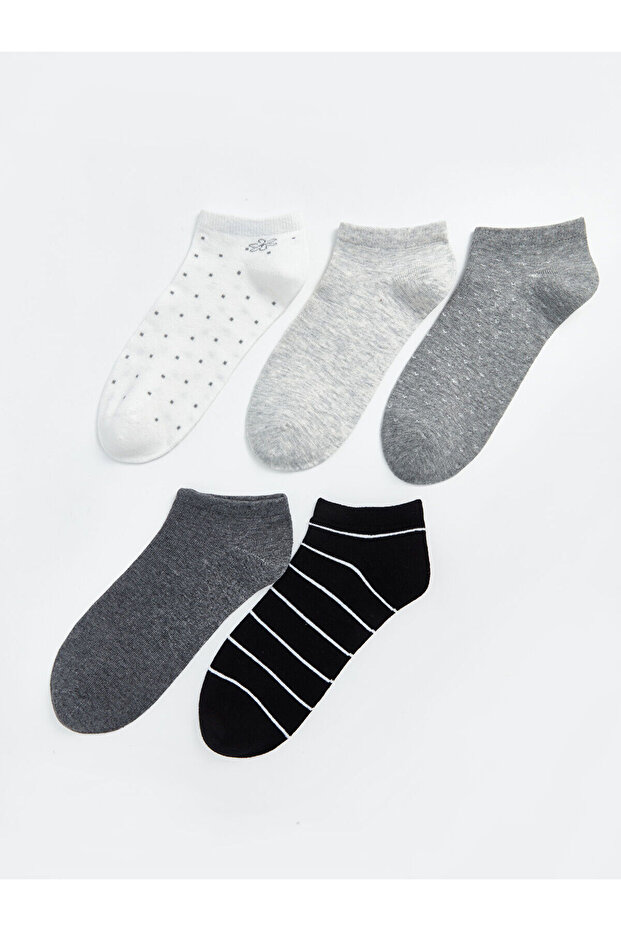 Alita City Lcw Dream Ecru Patterned 5-Piece Pack Women's Booties Socks with a Difference