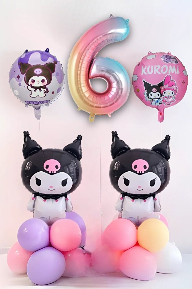 6 Year Old Kuromi Balloon Set Birthday Balloon Set Rainbow Figure Helium Compatible Flying Balloon