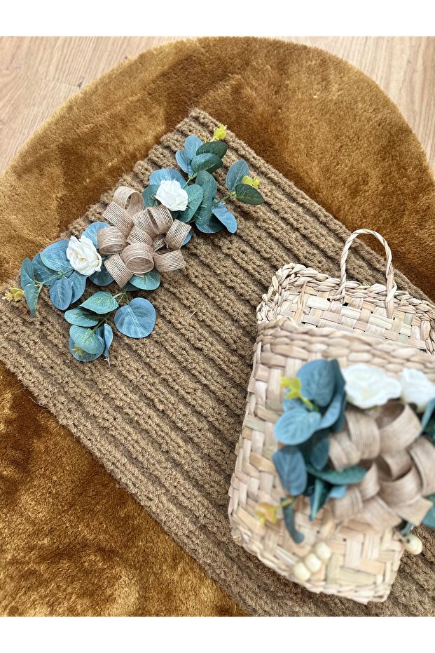 Okaliptus Çiçeği 3'lü Set Kapı Süsü Paspas Kapı Sepeti - 4