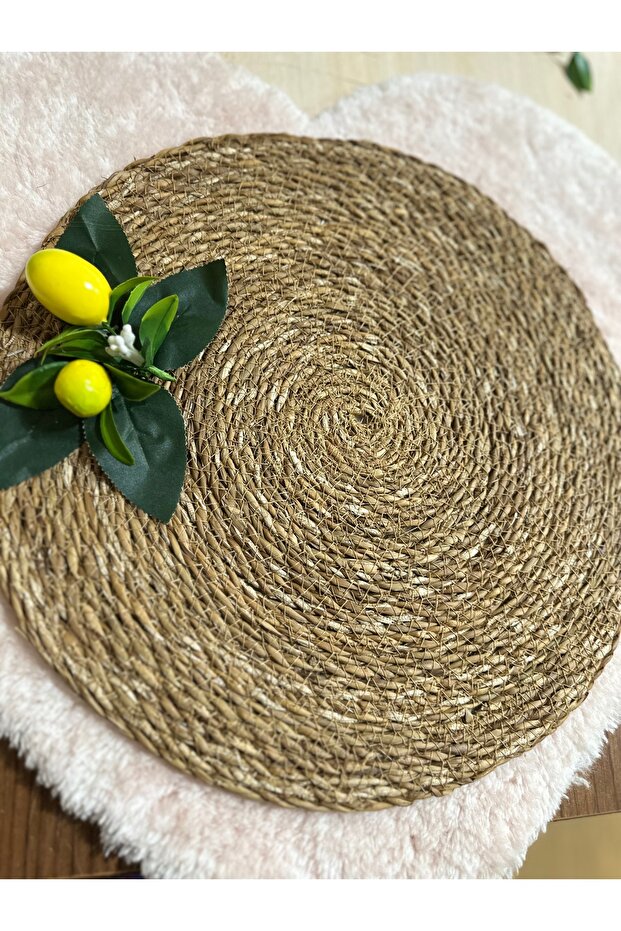 ديكور طاولة طعام أمريكي أصلي من الخوص مع زخارف طاولة طعام على الطراز البوهيمي باللون الليموني