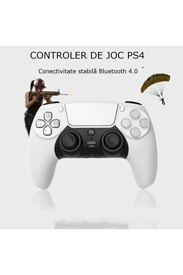 Wireless PS4 Controller, white, turbo function, 800mAh, double vibration, 350g, illuminated buttons - 3