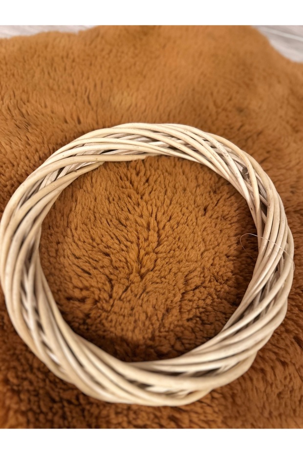 Kapı Süsü Halkası Bambu Ahşap Halka Çelenk - 4