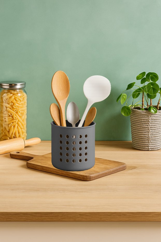 Cylinder Upright Spoon Holder, Countertop Service Stand Spoon Holder Organizer