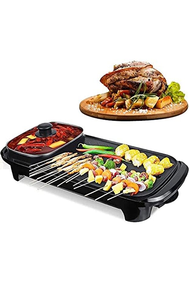 1300W Electric Grill With Hot Pot Grill, Temperature Control