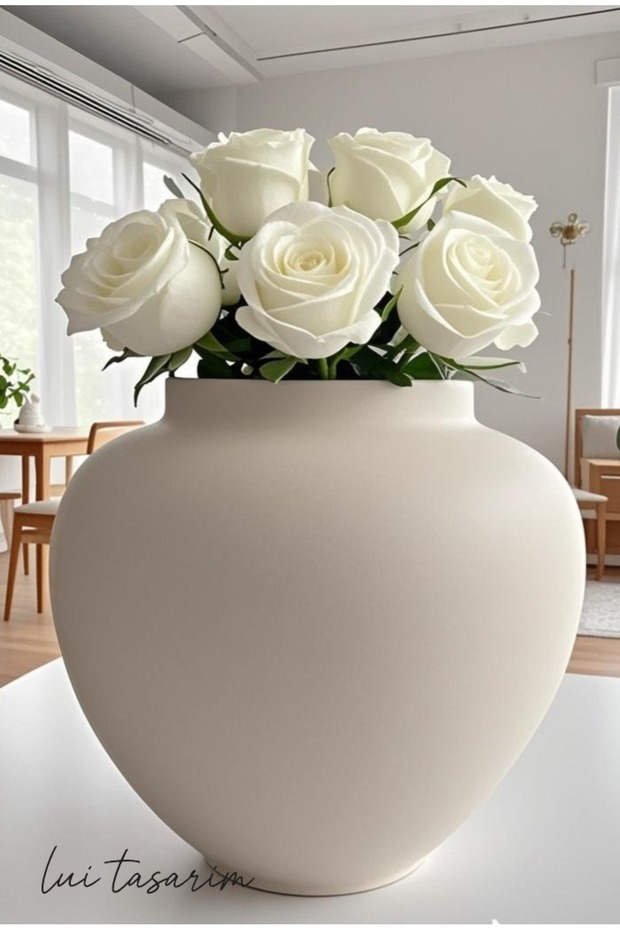 Ceramic Vase Cream Color Modern Bohemian Style Aden Vase 20*10 cm
