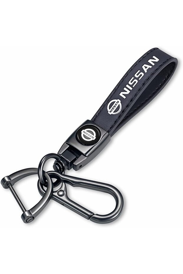 Genuine Leather Car Keychain Key Ring Accessories Black