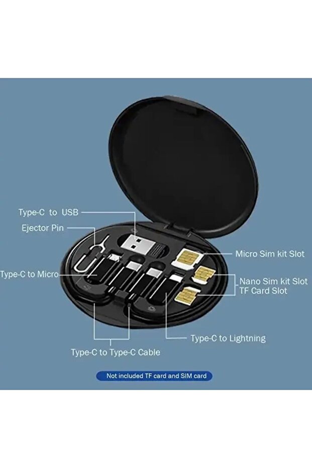 60W Fast Charge Data Cable Adapter Kit with Storage Box, USB C to Micro USB/Lightning/US - 6