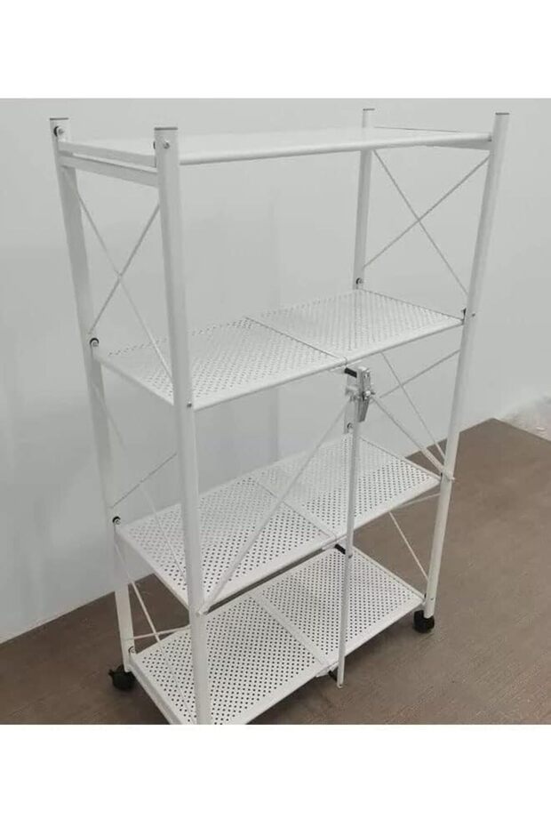 Foldable Multi-Function Storage Shelf, 4 Layers, White - 6
