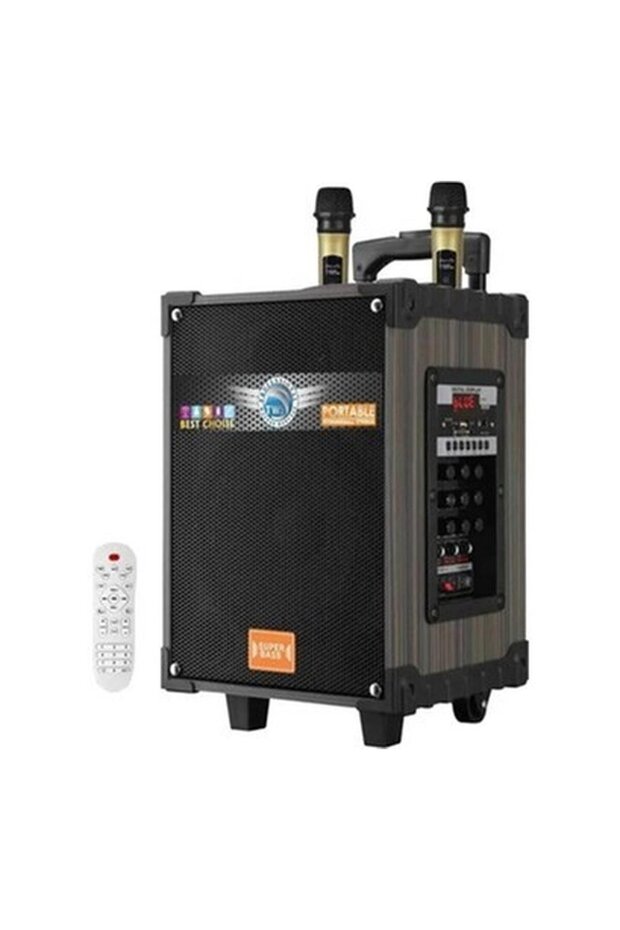 LT-912 Süper Bass Kumandalı Şarjlı Çift Mikrofonlu Hoparlör Sistemi Taşınabilir Amfi - 1