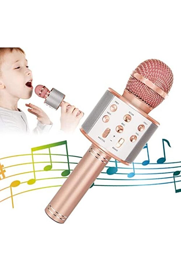 Portable 5-in-1 Wireless Bluetooth Microphone for Karaoke with Speaker and Recorder, Adjustable FM R - 2