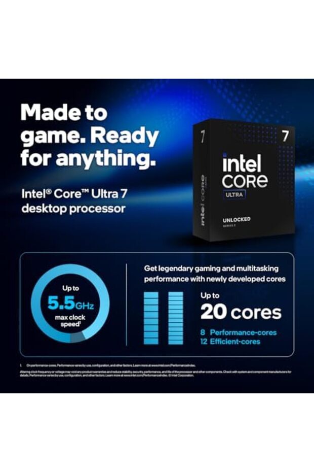 معالج سطح المكتب ® Core™ Ultra 7 265K، 20 نواة (8P + 12E) بسرعة تصل إلى 5.5 جيجاهرتز، مقبس LGA 1700 - 2