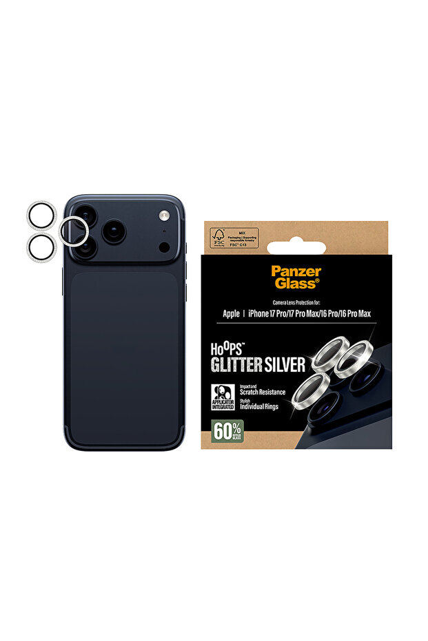 واقي عدسة الكاميرا اللامع من هوبس لأجهزة iPhone 17 Pro و17 Pro Max - فضي