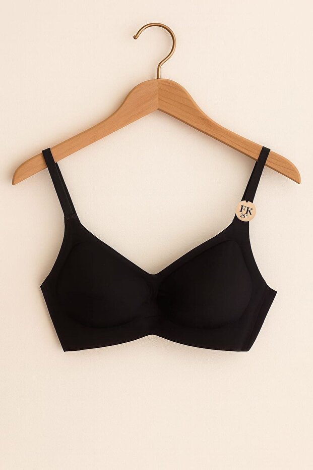 Mlinda Black Laser Cut Non-wired Non-Padded Stitch-Free Lux Women's Bra – Non-Marking and Comfortable