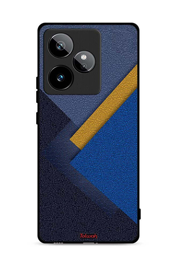 غطاء حماية لهاتف Realme GT 7 5G بنقشة مثلثات جلدية