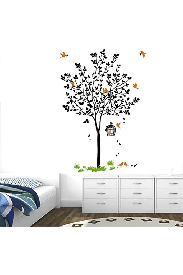 ملصق حائط من الفينيل من ALAYRA - تصميم شجرة سوداء 90×120 سم لديكور المنزل والمكتب