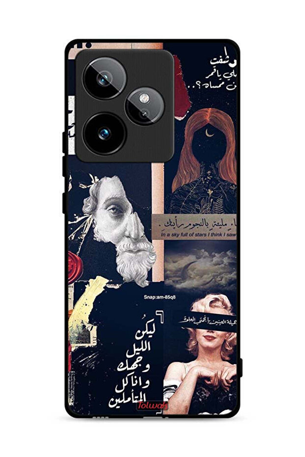غطاء حماية لهاتف Realme GT 7 5G بعبارات عربية ووجوه مقطوعة