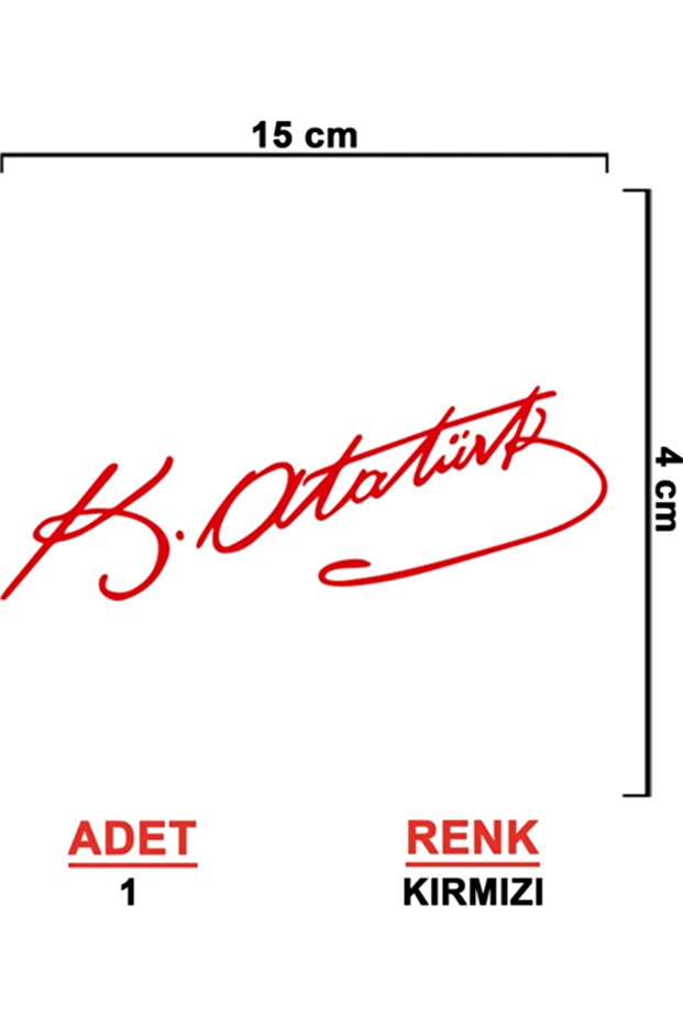 Ataturk signature sticker red color 2 pieces 14cm
