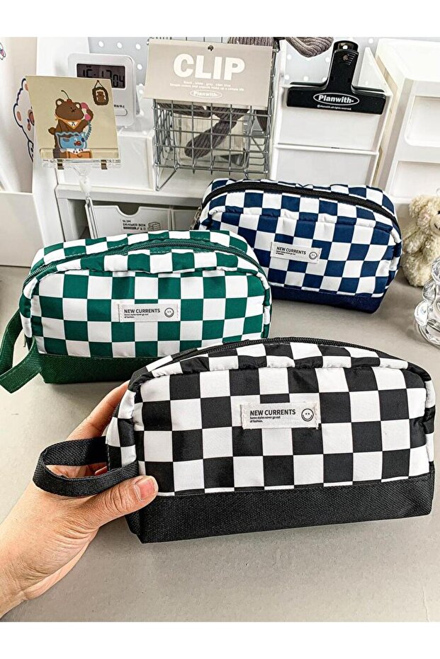 حافظة أقلام رصاص من كاڤاي، متعددة الأقسام، بنمط مربعات - 5