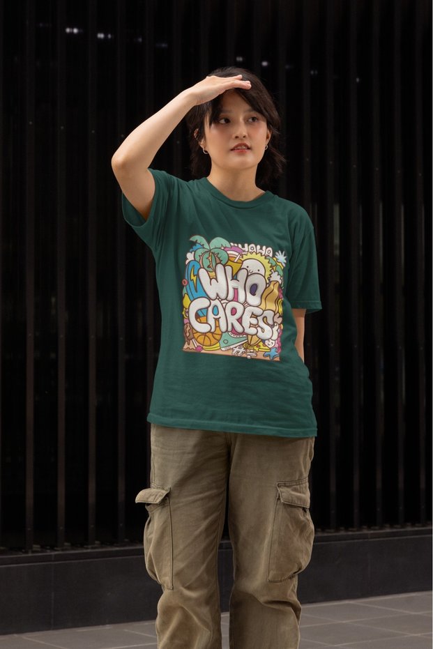Girl/Woman Who Cares Transfer Printed Round Neck Short Sleeve T-Shirt