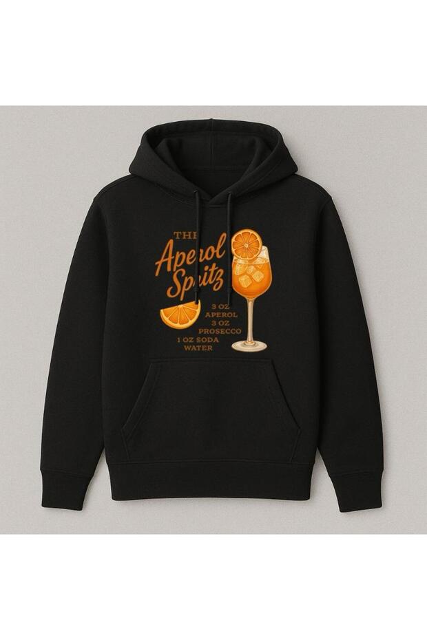Cocktail Printed Women'S/Men's Unisex Oversize Hooded 3-Thread Sweatshirt
