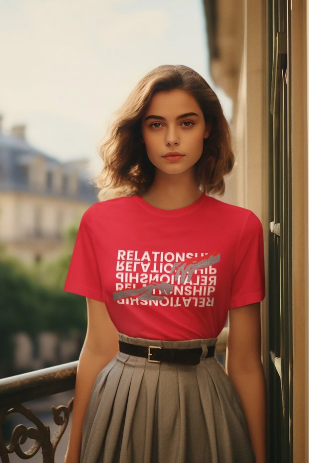 Girl/Woman Relationship Transfer Printed Round Neck Short Sleeve T-Shirt