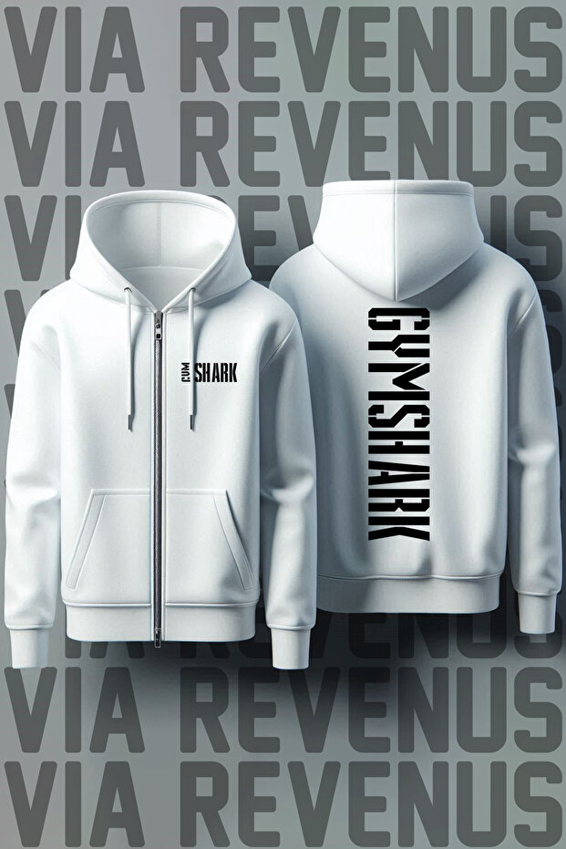 Gym Front and Back Printed Unisex Zippered Hooded Sweatshirt Cardigan