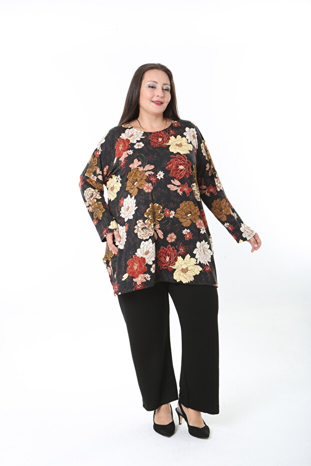 Women's Wool Viscose Lycra Fabric Patterned Large Size Tunic - 3