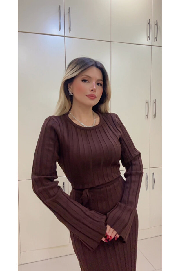 İspanyol Kol Triko Elbise - 2