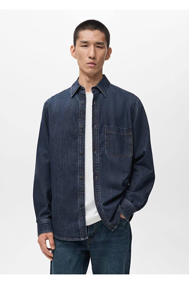 Cepli denim gömlek ceket - 1