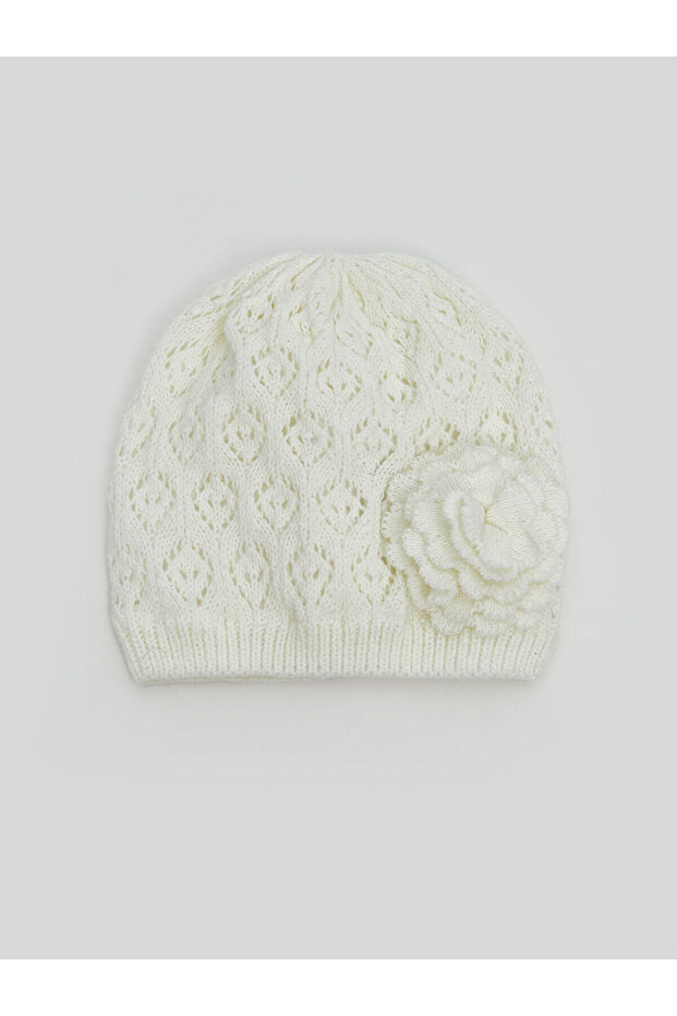 Baby Girl Flower Embroidered Beanie (W5)