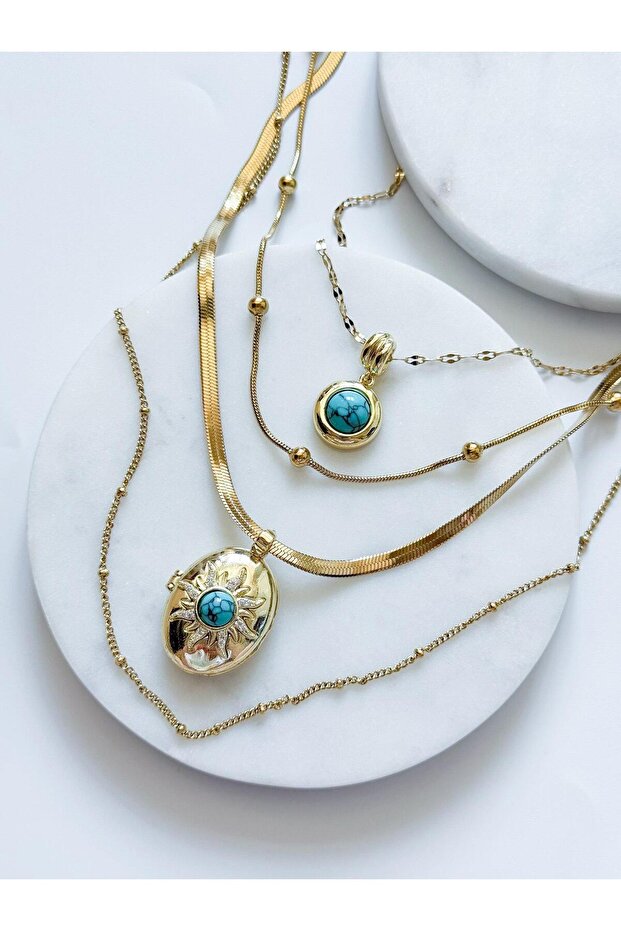 Çelik Çoklu Kolye Seti - 1