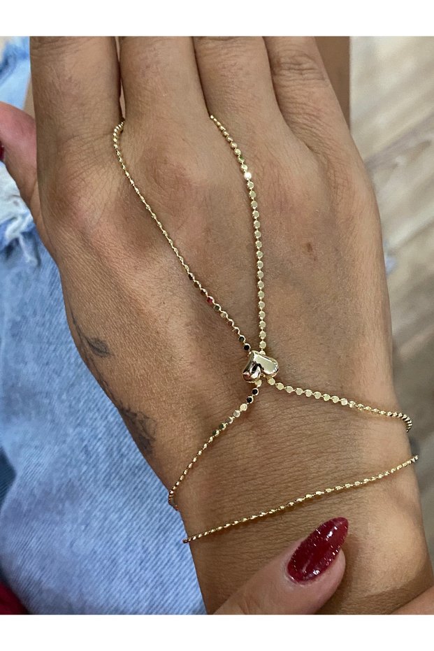 Şahmeran Steel Bracelet with Heart in the Middle Model