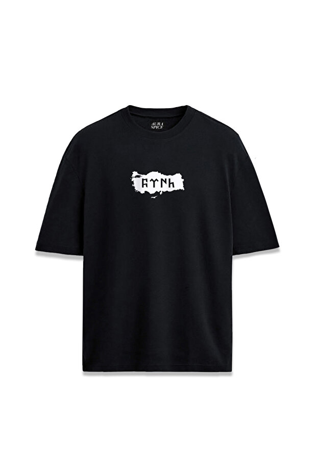 Turkey Map Design with Turkish Göktürk Writing Unisex Relaxed T-Shirt