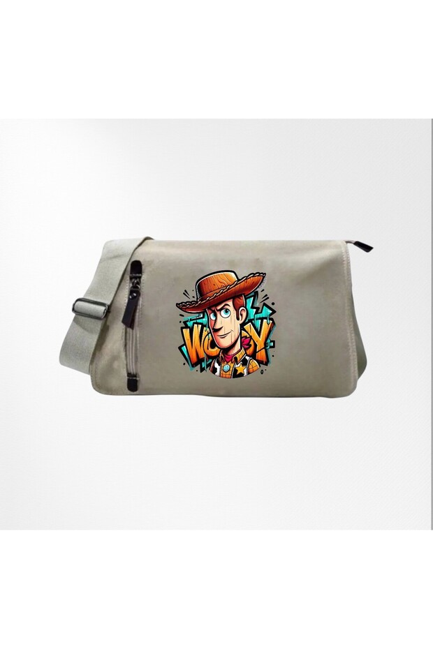 Beige Sheriff Woody Printed Unisex School, Course, School Messenger Bag