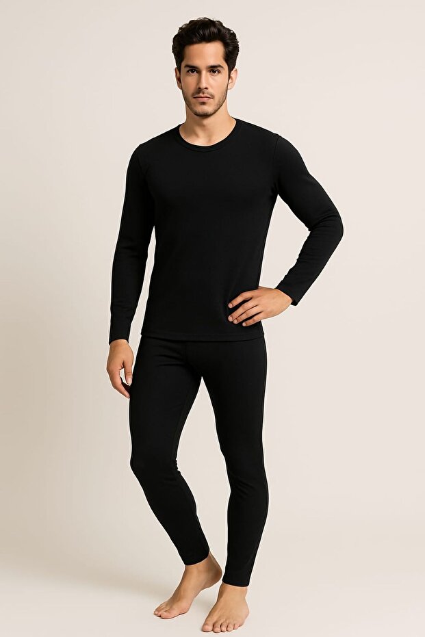 Erkek Termal İçlik Takımı Alt-Üst Siyah – Nefes Alan, Esnek, Isı Yalıtımlı Kışlık Set - 2