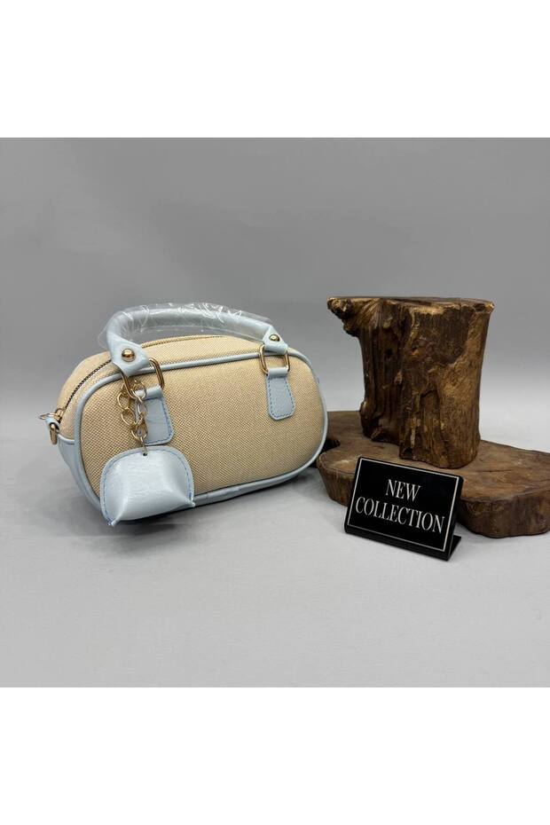 Wicker Look Leather Combination Hand and Shoulder Bag