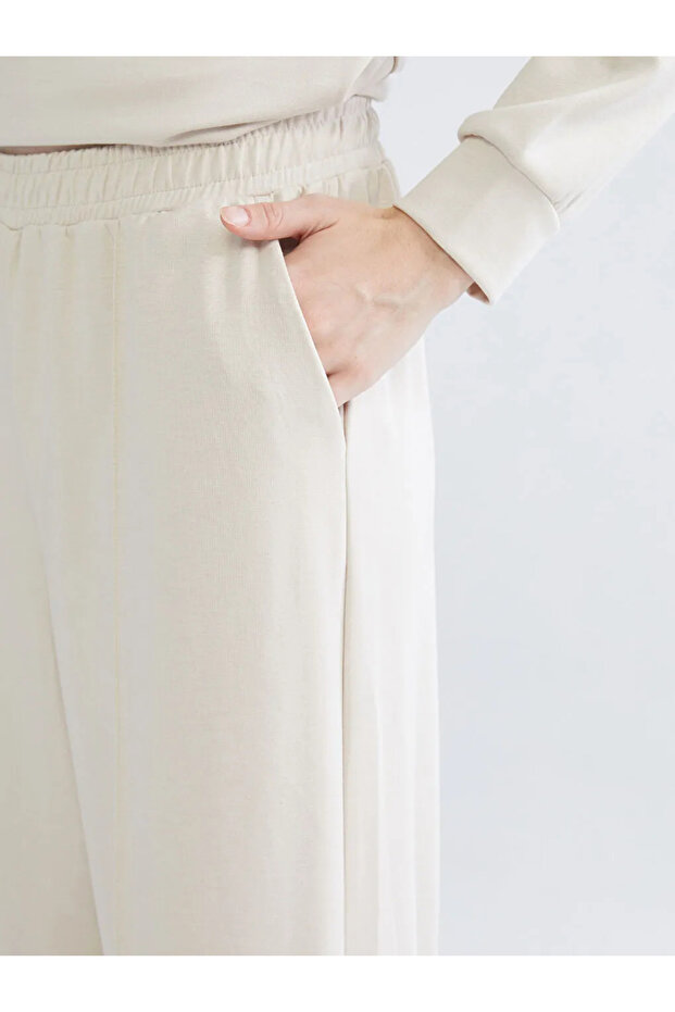 KOORBej Beli Lastikli Geniş Paça Kadın Eşofman Altı - 3
