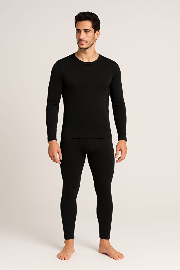 Erkek Termal İçlik Takımı Alt-Üst Siyah – Nefes Alan, Esnek, Isı Yalıtımlı Kışlık Set - 1
