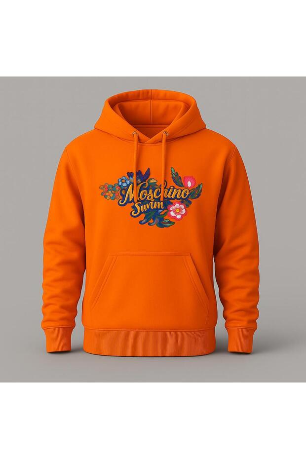 Embossed Floral Printed Hooded Sweatshirt – Unisex Casual Fashion